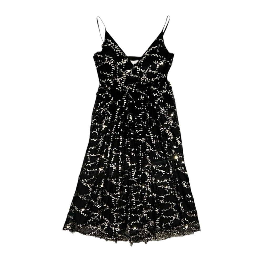 NWT Avantlook Black Gold Cami Midi Dress Size S
